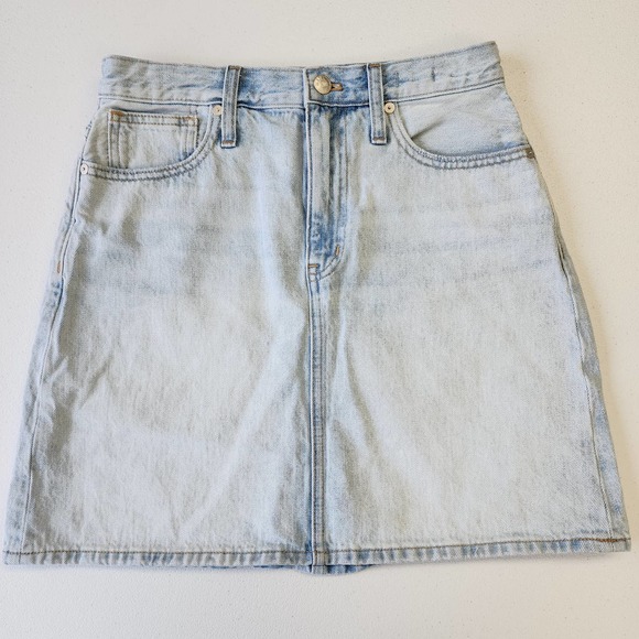 Madewell Rigid Denim A-Line Skirt Light Wash Size 26 - Picture 1 of 8